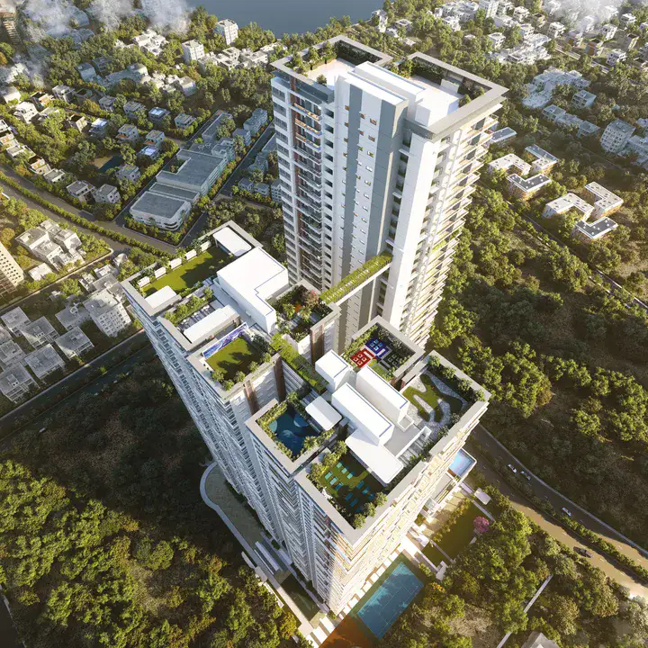 Aerial view showing the scale of Hallmark Altus in Kondapur