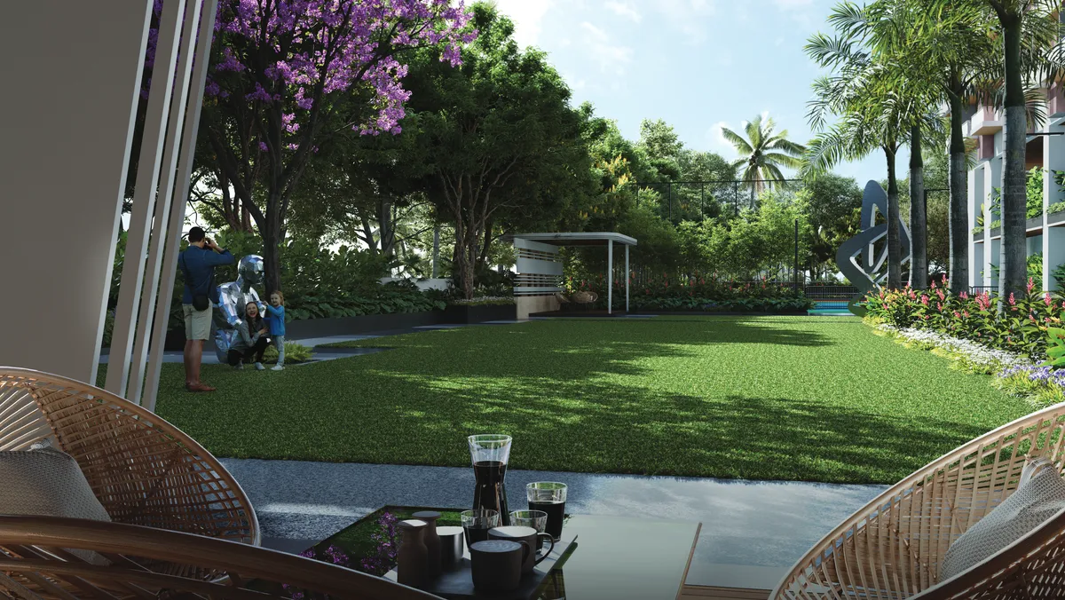 Biophilic garden and landscape zone at Hallmark Altus podium level