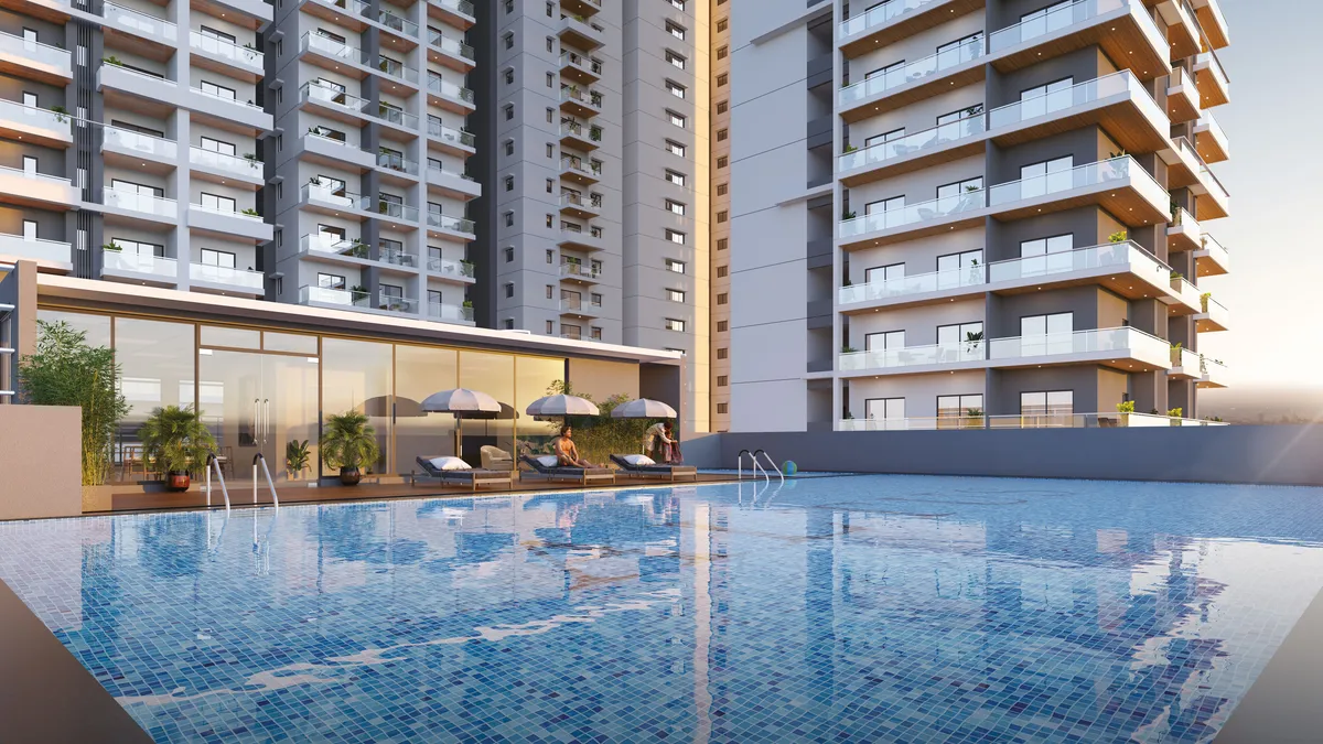 Swimming pool terrace at Hallmark Altus